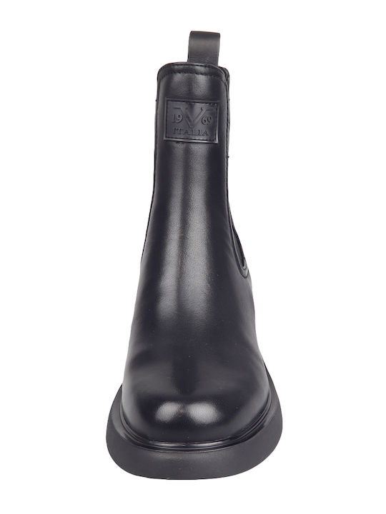Leather Women's Ankle Boots with Medium Heel Black