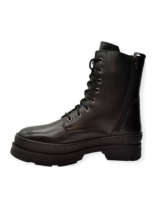 Leder Damen Stiefeletten Schwarz