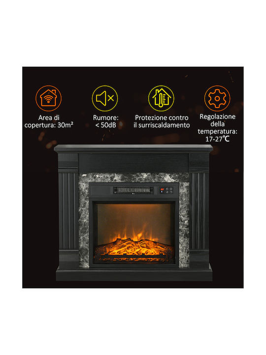 HomCom Под Електрическа печка 1800W 80x67.8см Черен