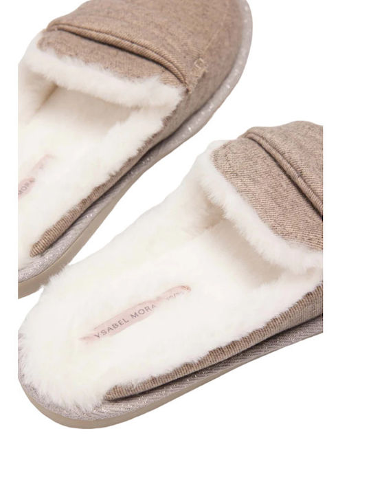 Ysabel Mora Women's Slippers with Fur Gray