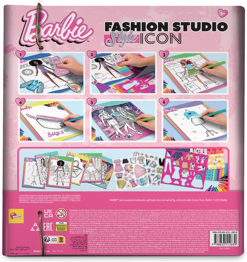 Lisciani Giochi Barbie Stickers Sketch Book Style Icon Fashion Studio for Children 5+ Years 6 Pieces