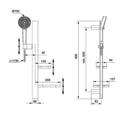 Ideal Standard Idealrain Bară de duș cu telefon și spirală