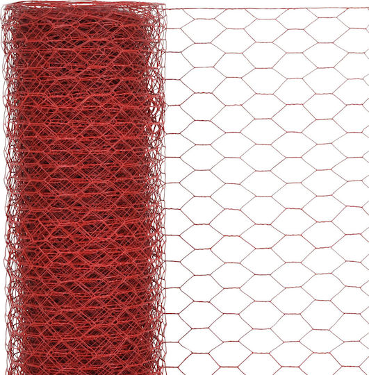 vidaXL Drahtgeflecht Verzinkt mit PVC-Beschichtung Rot 1x25m