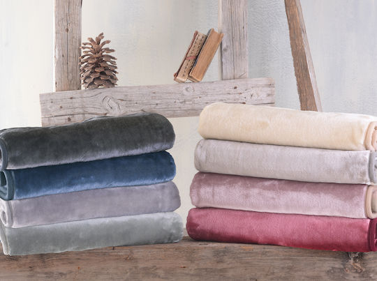 Rythmos Decke Samt Velour Beige 160x220cm