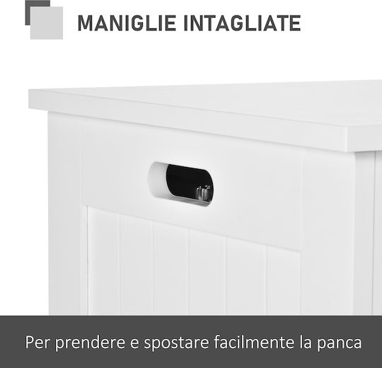 HomCom Διακοσμητικό Μπαούλο Ξύλινο Λευκό 81x40x46εκ.