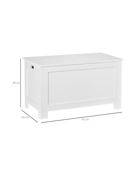 HomCom Διακοσμητικό Μπαούλο Ξύλινο Λευκό 81x40x46εκ.