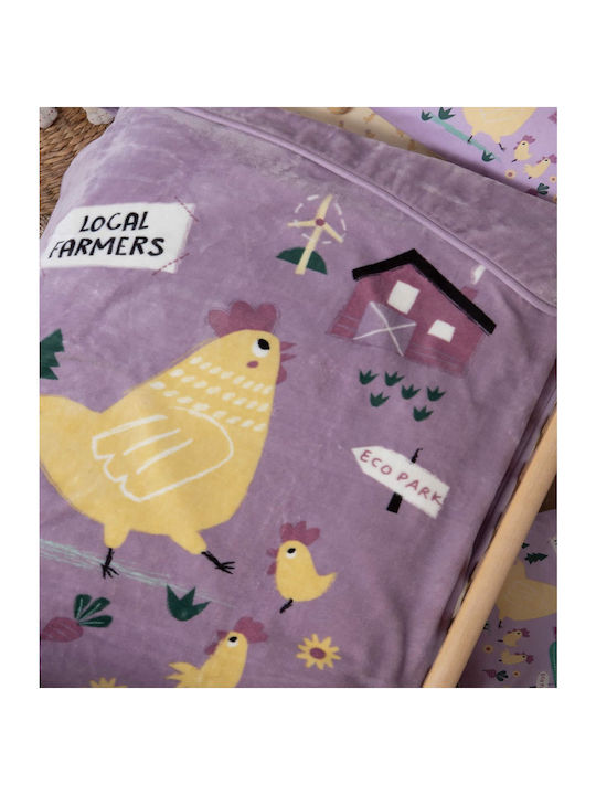 Nef-Nef Homeware Blanket Cot Piu Piu Velvet Purple 100x140cm