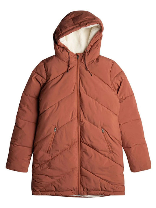Better Weather Μακρύ Γυναικείο Puffer Μπουφάν για Χειμώνα Πορτοκαλί