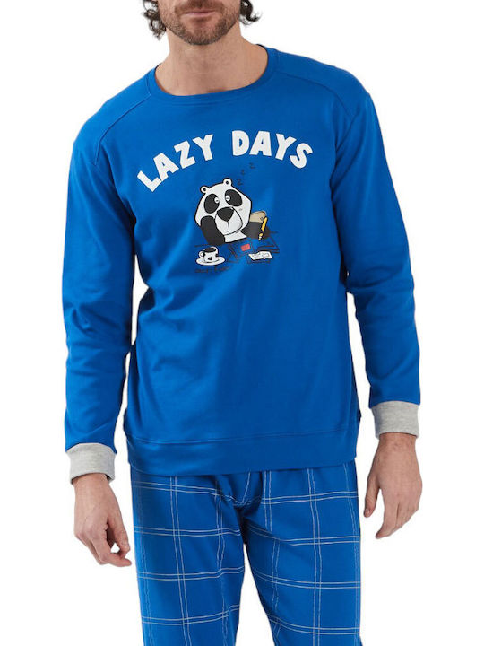 Crazy Farm Men's Winter Pajamas Set Blue