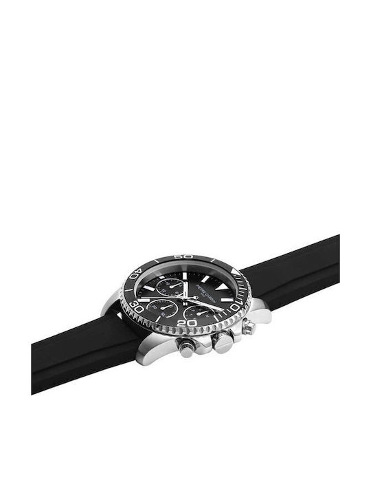 Ανδρικό Ρολόι Μπαταρίας με Μαύρο Καουτσούκ Λουράκι