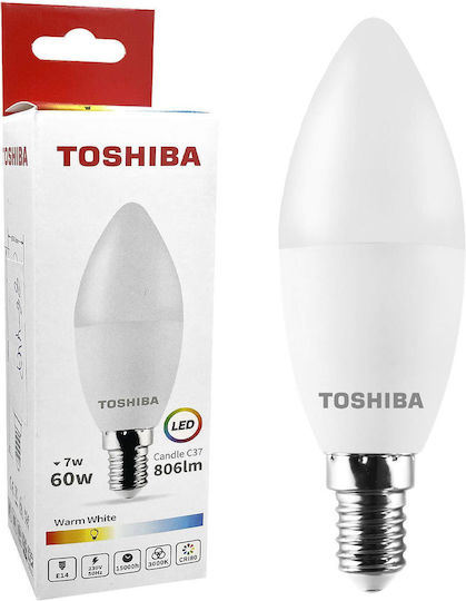 Toshiba LED Bulb 7W for Socket E14 and Shape C37 Warm White 806lm