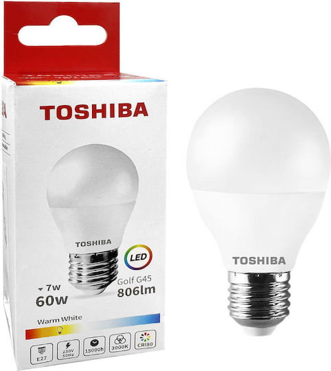 Toshiba N STD LED Bulb 7W for Socket E27 and Shape G45 Warm White