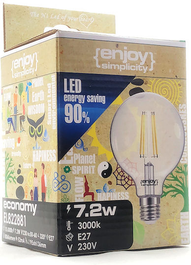 Elvhx LED Bulb 7.5W for Socket E27 and Shape G95 Natural White 806lm Dimmable