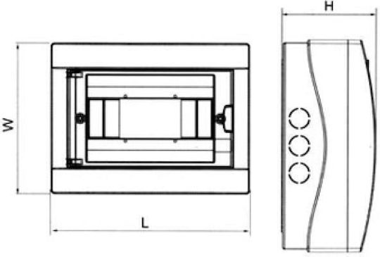 Wall mounted 6-Elements Fuse Box with 1 Row W185xH100xD141mm