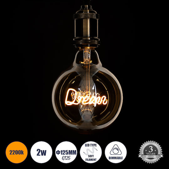 GloboStar LED крушка 4W 180mm за фасунга E27 и форма G125 Топло бяло 340лм Димируем