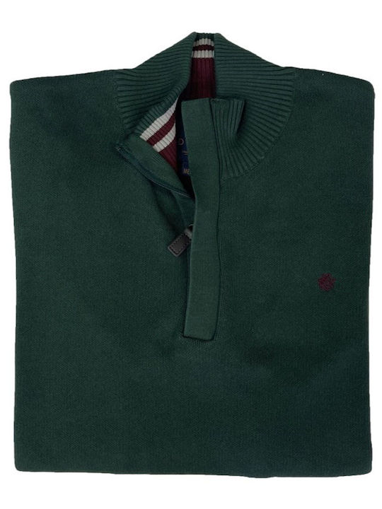 Dors Men's Long Sleeve Sweater with Zipper Green