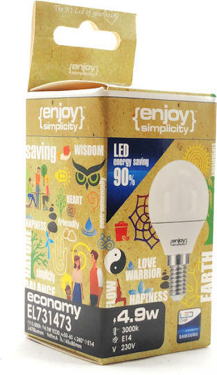 Elvhx LED Bulb 5.5W 80mm for Socket E14 and Shape P45 Warm White 470lm