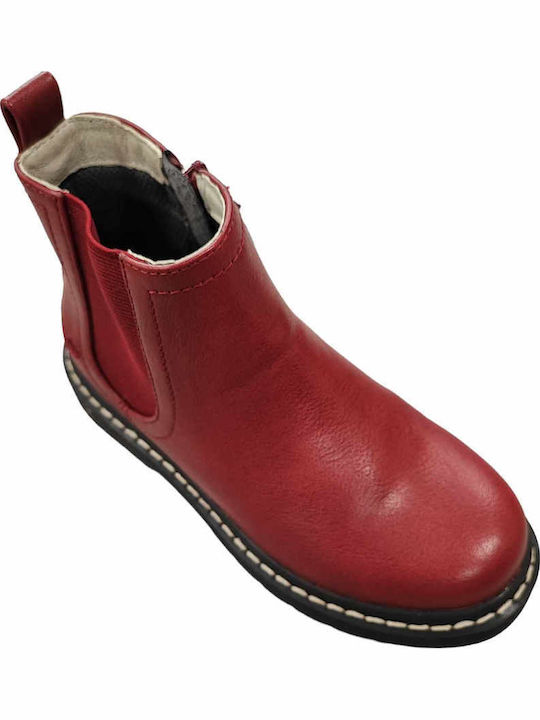 Lederne Kinderstiefeletten mit Reißverschluss Rot