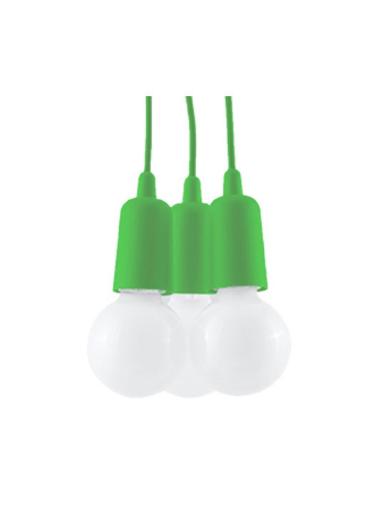 Sollux Diego 3 Pendant Light Suspension for Socket E27 Green