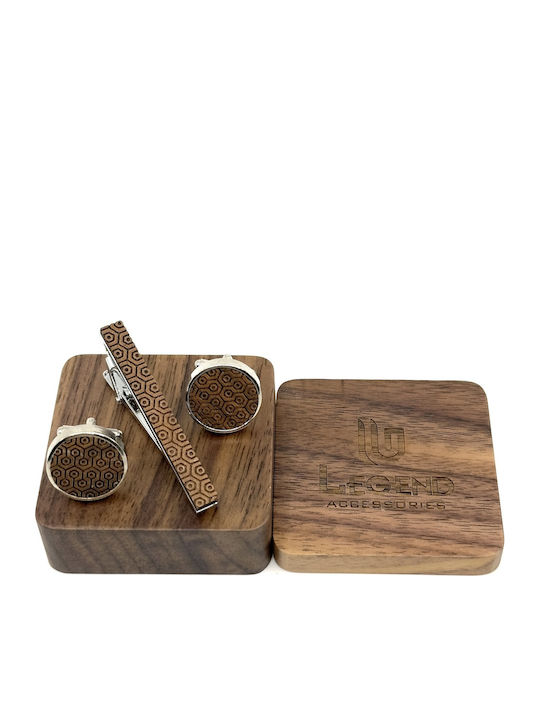 Legend Accessories Manschettenknöpfe aus Holz in Braun Farbe Legend Accessories Manschettenknöpfe aus Holz in Braun Farbe