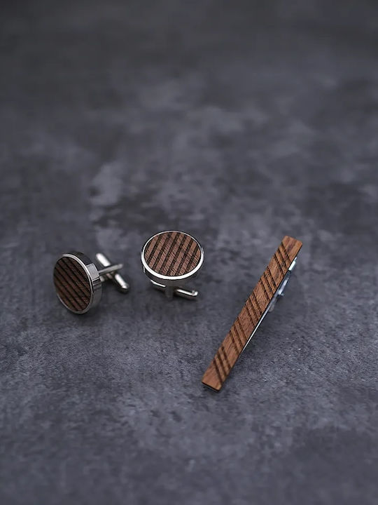 Legend Accessories Μανικετόκουμπα από Ξύλο σε Καφέ Χρώμα