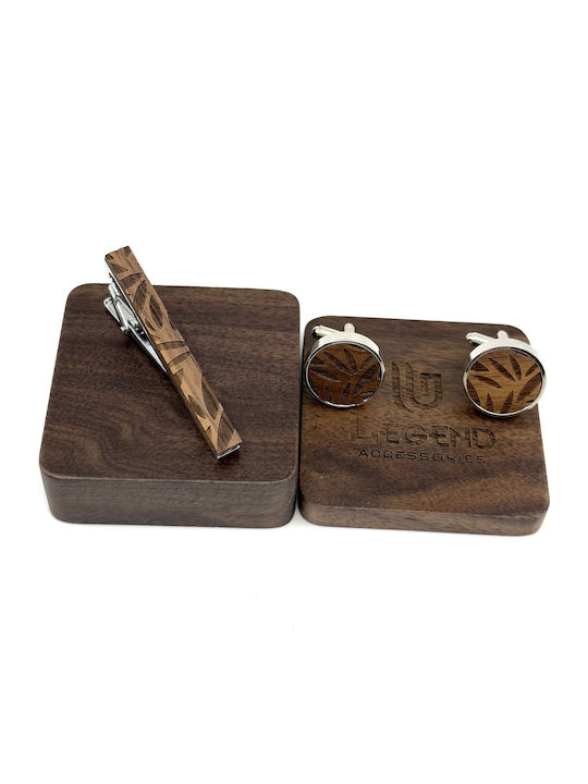 Legend Accessories Cufflinks from Wood in Brown Color