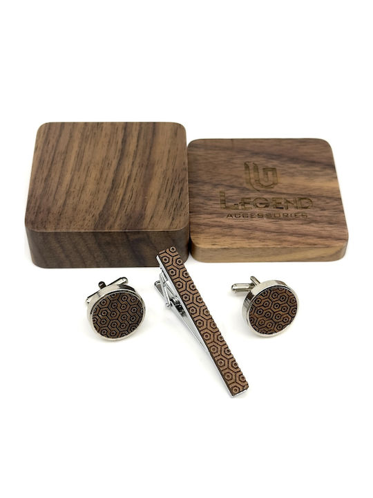 Legend Accessories Μανικετόκουμπα από Ξύλο σε Καφέ Χρώμα