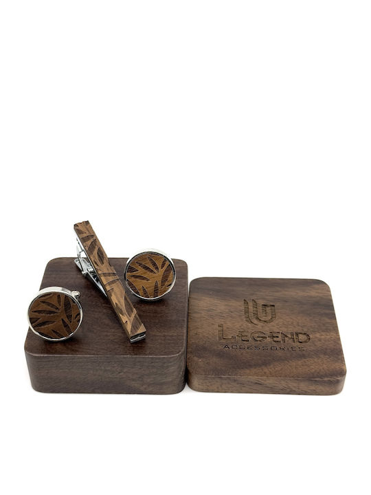 Legend Accessories Cufflinks from Wood in Brown Color
