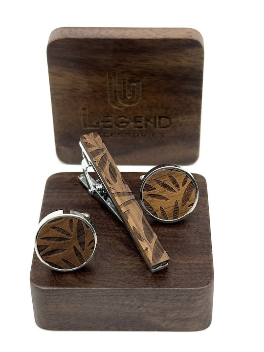 Legend Accessories Cufflinks from Wood in Brown Color