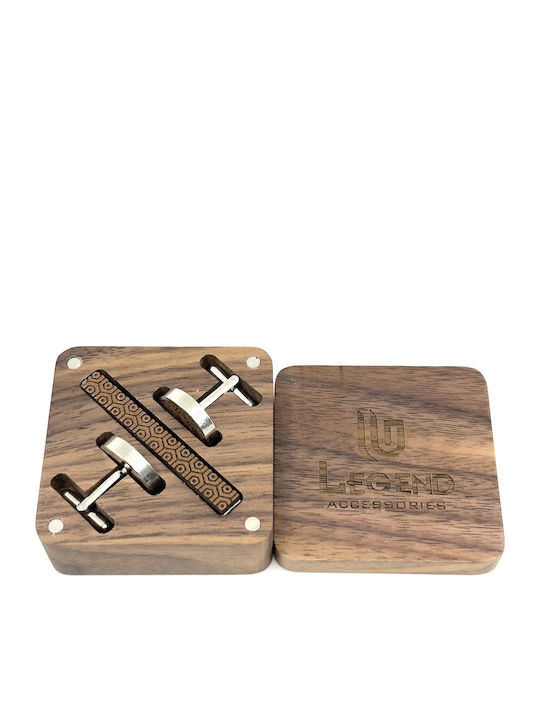 Legend Accessories Μανικετόκουμπα από Ξύλο σε Καφέ Χρώμα