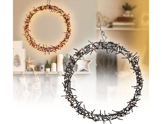 Weihnachtsdekoration Kunststoff Kranz Beleuchtet Strom mit Durchmesser 48cm.