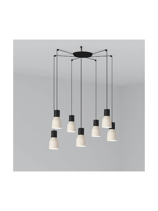 Faro Barcelona Kombo Pendant Chandelier for 7 Bulbs E27 Beige