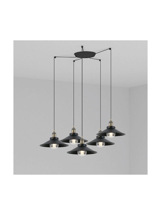 Faro Barcelona Pendant Chandelier for 5 Bulbs E27 Black