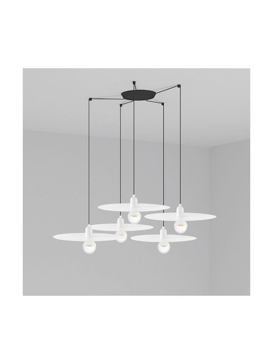 Faro Barcelona Plat Pendant Chandelier for 5 Bulbs E27 White