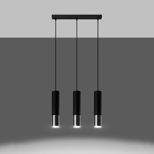 Sollux Loopez 3L Висящо Осветително Тяло Черен Rail с Цокъл GU10 45x14x31см.