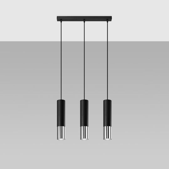 Sollux Loopez 3L Висящо Осветително Тяло Черен Rail с Цокъл GU10 45x14x31см.