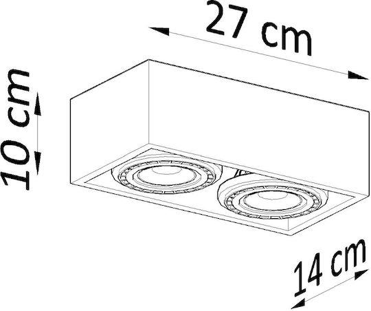 Sollux Quatro 2 Διπλό Σποτ με Ντουί GU10 σε Καφέ Χρώμα
