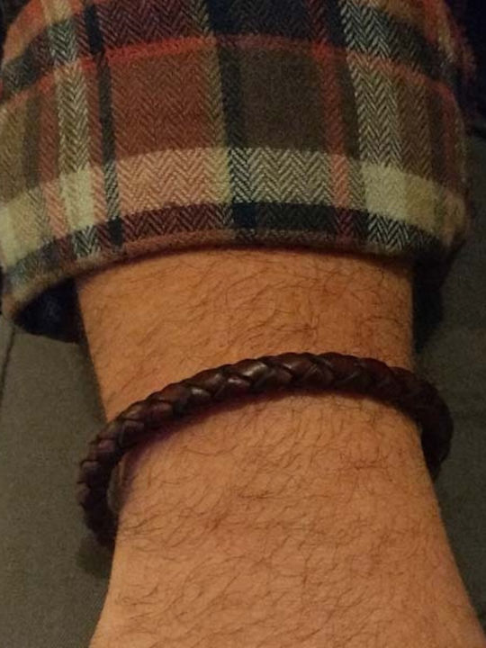 Jt Men's steel bracelet with brown leather