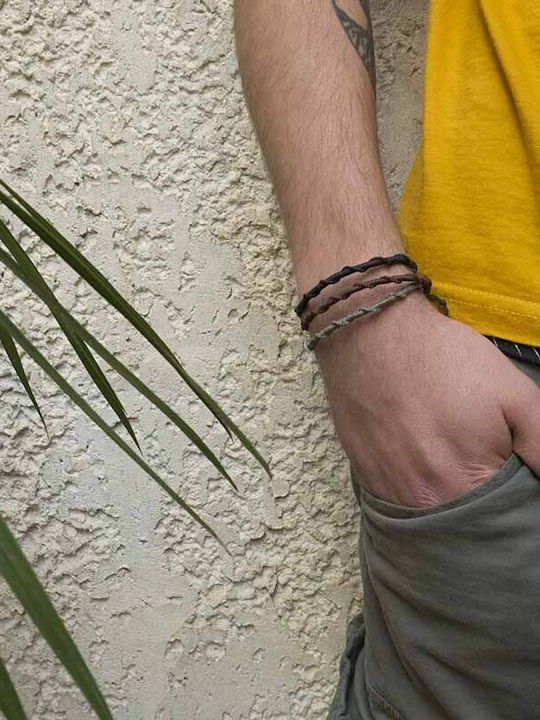 Siballba Herren Makramee-Armband Twisted Brown