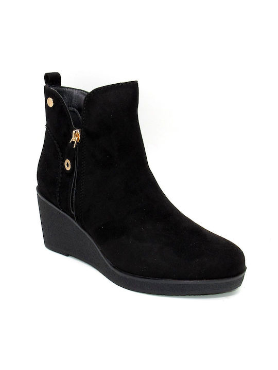 Plato Suede Women's Ankle Boots Platform Black