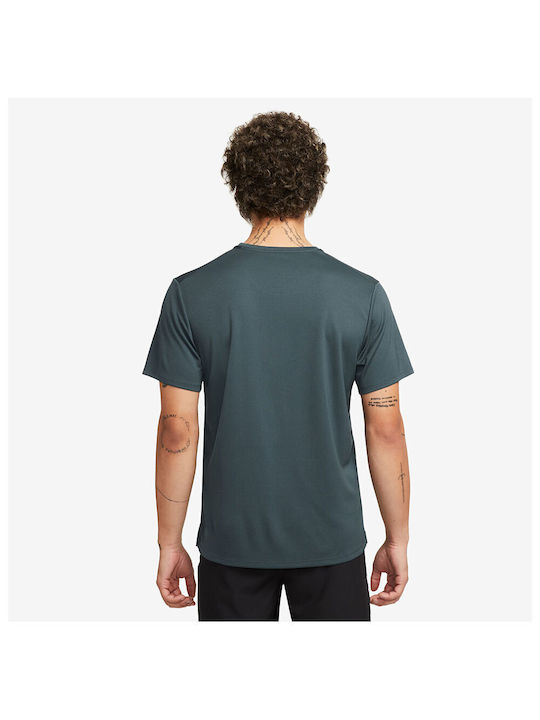 Nike Uv Miler Bluza Sportivă pentru Bărbați cu Mânecă Scurtă Dri-Fit Verde