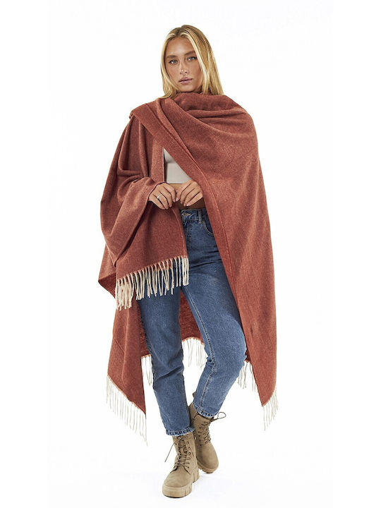 Verde Braun Damen Poncho