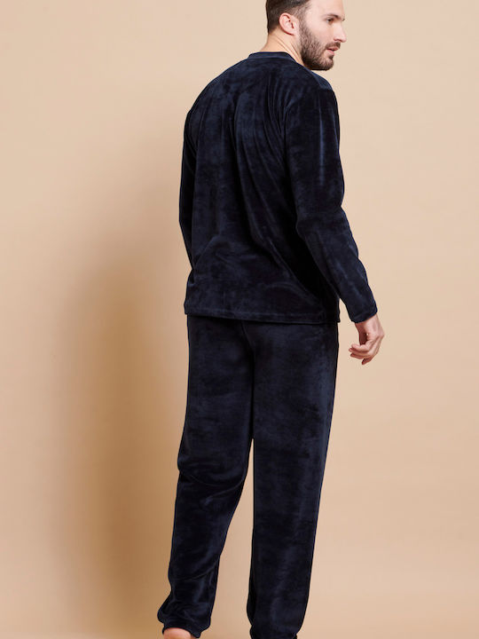 Rafael Men's Winter Pajamas Set Navy Blue