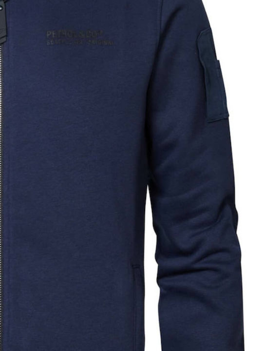 Petrol Industries Herren Sweatshirt Jacke mit Taschen Blau