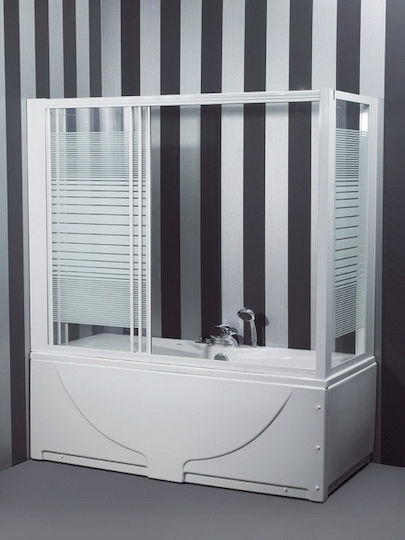 Sanitec A914 Duschwand Badewanne mit Schieben Tür 170x195cm