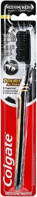 Colgate Double Action Charcoal Zahnbürste Mittel Black / Orange 1Stück