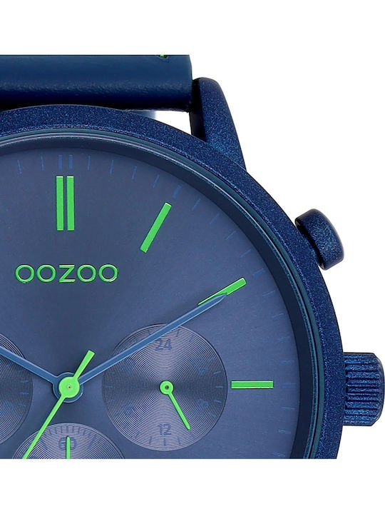 Oozoo Timepieces Ανδρικό Ρολόι 50mm Μπαταρίας με Μπλε Δερμάτινο Λουράκι
