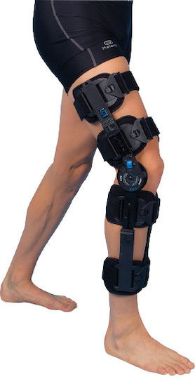 Mobiak Oberschenkel-Knie-Orthese teleskopisch mit Goniometer Schiene Patellofemoral in Schwarz Farbe