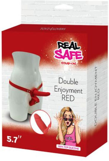 Toyz4lovers Double Enjoyment Harness with Double Dildo 15cm in Red Color