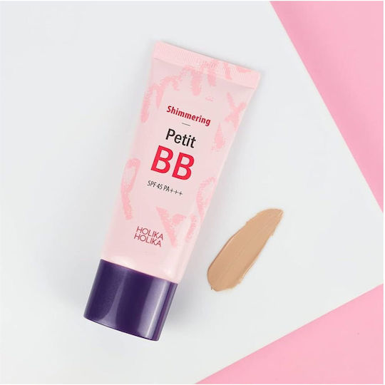Holika Holika Shimmering Petit BB крем Лека Текстура Хидратиращ Дневен Крем за Лице със Слънцезащитен Фактор SPF45 40ml